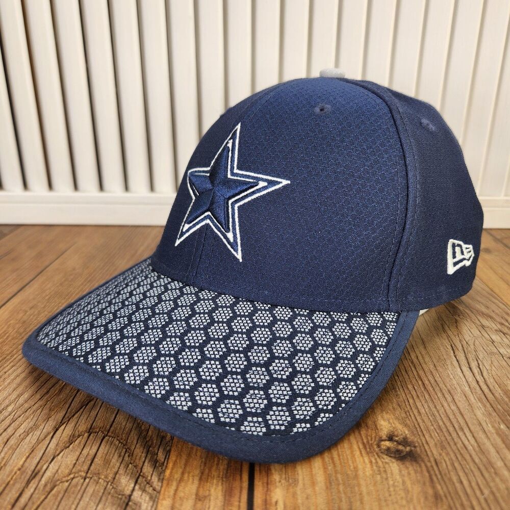 Dallas Cowboys New Era 39thirty Size L/XL Hat Navy Blue NFL Sideline Hexagon Cap